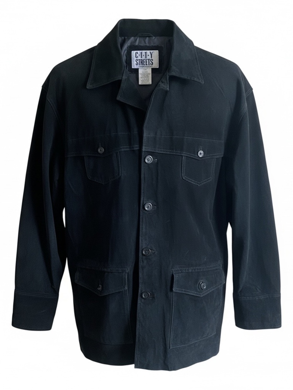 City Streets Black Men's Military Field Jacket with Flap‎ Pockets
